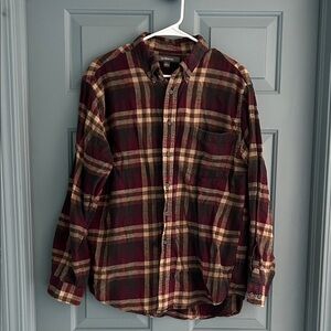 Croft & Barrow Men's Casual Plaid Shirt - Burgundy and Tan